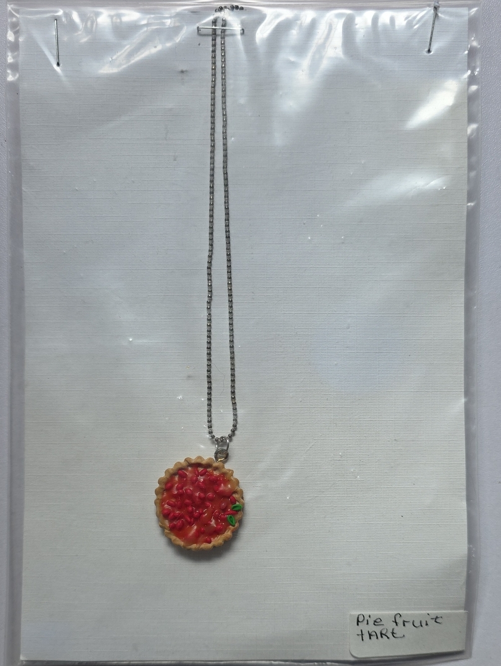 Handmade Red Fruit Tart Pendant Necklace - Artisan Women’s Jewelry